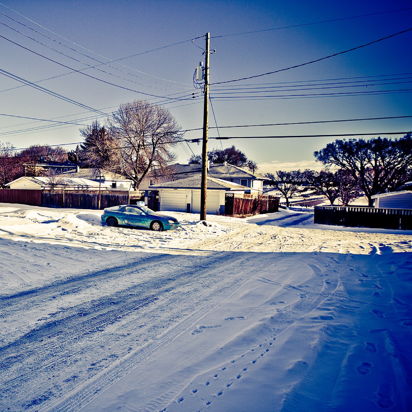 A Calgary residential street in snow
